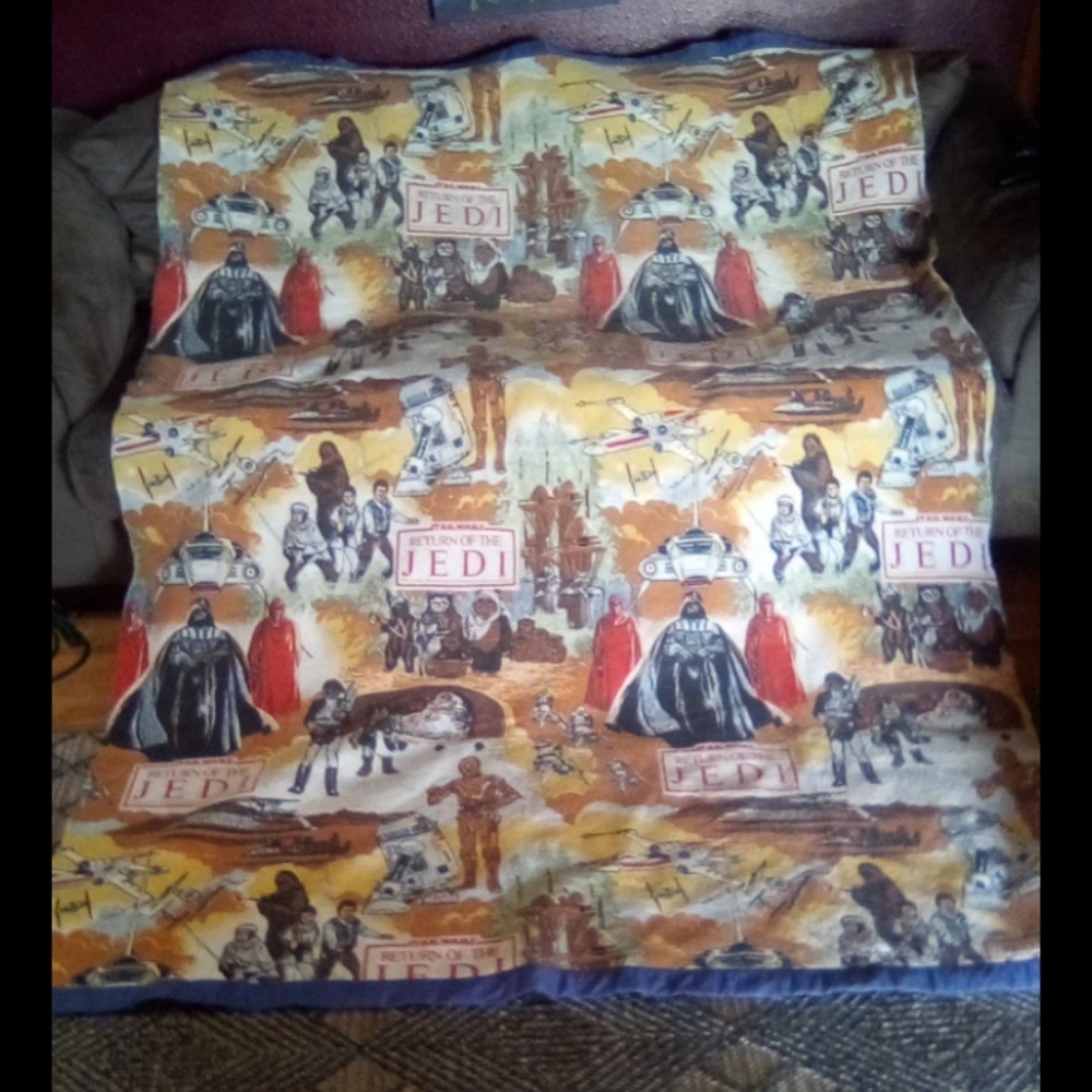 Vintage 1983 Star Wars Return of the Jedi Blanket with Satin Trim